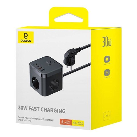 Listwa zasilająca Baseus PowerCombo 3AC+2U+2C 30W EU (1,5m; czarny) Baseus Listwa zasilająca Baseus PowerCombo 3AC+2U+2C 30W EU (1,5m; czarny) Baseus