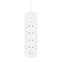 Listwa zasilająca Belkin Power Surge 8-PORT + 2xUSB-C 30W 900J 2m White Belkin