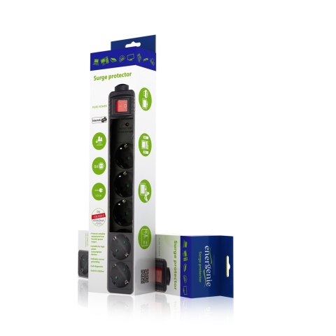 Listwa zasilająca ENERGENIE SPG5-C-15 (5 x VDE; 4,5m; kolor czarny) ENERGENIE Listwa zasilająca ENERGENIE SPG5-C-15 (5 x VDE; 4,5m; kolor czarny) ENERGENIE