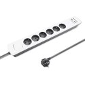 QOLTEC LISTWA ZASILAJĄCA ANTYPRZEPIĘCIOWA | 6 GNIAZD | 2 X USB | 1.8M | BIAŁO-SZARA Qoltec