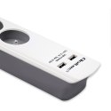 QOLTEC LISTWA ZASILAJĄCA ANTYPRZEPIĘCIOWA | 6 GNIAZD | 2 X USB | 1.8M | BIAŁO-SZARA Qoltec