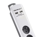 QOLTEC LISTWA ZASILAJĄCA ANTYPRZEPIĘCIOWA | 6 GNIAZD | 2 X USB | 1.8M | BIAŁO-SZARA Qoltec