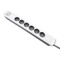 QOLTEC LISTWA ZASILAJĄCA ANTYPRZEPIĘCIOWA | 6 GNIAZD | 2 X USB | 1.8M | BIAŁO-SZARA Qoltec