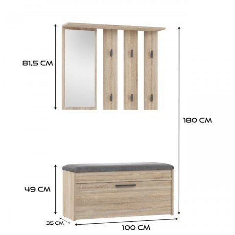 Garderoba PARMA 100x35xH180 sonoma TOP E SHOP Garderoba PARMA 100x35xH180 sonoma TOP E SHOP