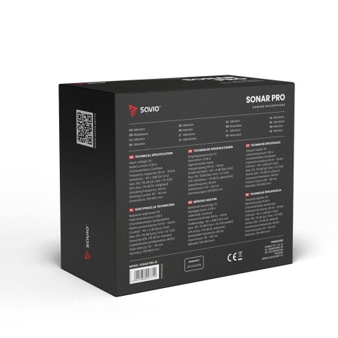 SAVIO MIKROFON GAMINGOWY NA TRÓJNOGU Z PODŚWIETLENIEM SONAR PRO 01, USB, KOSZYK ANTYWSTRZĄSOWY SAVIO SAVIO MIKROFON GAMINGOWY NA TRÓJNOGU Z PODŚWIETLENIEM SONAR PRO 01, USB, KOSZYK ANTYWSTRZĄSOWY SAVIO