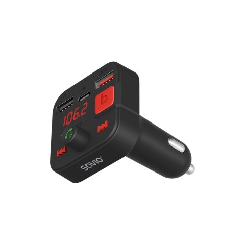 SAVIO TR-15 TRANSMITER FM Z WYŚWIETLACZEM, BLUETOOTH I ŁADOWARKĄ PD USB-C USB-A QUICK CHARGE, BASS BOOST SAVIO SAVIO TR-15 TRANSMITER FM Z WYŚWIETLACZEM, BLUETOOTH I ŁADOWARKĄ PD USB-C USB-A QUICK CHARGE, BASS BOOST SAVIO
