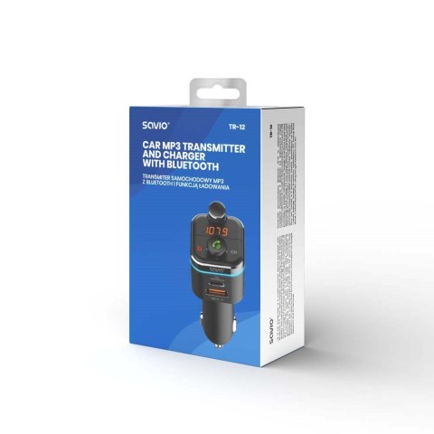 SAVIO TRANSMITER FM SAMOCHODOWY Z FUNKCJĄ BLUETOOTH 5.0 QUICK CHARGE 3.0 ORAZ POWER DELIVERY, WYŚWIETLACZ LED, FUNKCJ BASS BO SAVIO SAVIO TRANSMITER FM SAMOCHODOWY Z FUNKCJĄ BLUETOOTH 5.0 QUICK CHARGE 3.0 ORAZ POWER DELIVERY, WYŚWIETLACZ LED, FUNKCJ BASS BO SAVIO