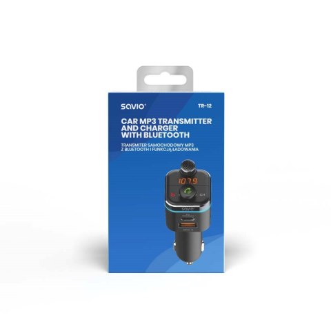 SAVIO TRANSMITER FM SAMOCHODOWY Z FUNKCJĄ BLUETOOTH 5.0 QUICK CHARGE 3.0 ORAZ POWER DELIVERY, WYŚWIETLACZ LED, FUNKCJ BASS BO SAVIO SAVIO TRANSMITER FM SAMOCHODOWY Z FUNKCJĄ BLUETOOTH 5.0 QUICK CHARGE 3.0 ORAZ POWER DELIVERY, WYŚWIETLACZ LED, FUNKCJ BASS BO SAVIO
