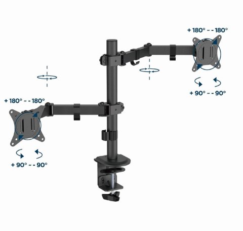 GEMBIRD BIURKOWE REGULOWANE RAMIĘ/UCHWYT NA 2 MONITORY 17-32, VESA 100X100MM, DO 9 KG GEMBIRD GEMBIRD BIURKOWE REGULOWANE RAMIĘ/UCHWYT NA 2 MONITORY 17-32, VESA 100X100MM, DO 9 KG GEMBIRD