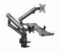 GEMBIRD BIURKOWE REGULOWANE RAMIĘ/UCHWYT NA 2 MONITORY + PÓŁKA NA NOTEBOOKA 17-32, VESA 100X100MM, DO 8 KG GEMBIRD