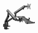 GEMBIRD BIURKOWE REGULOWANE RAMIĘ/UCHWYT NA 2 MONITORY + PÓŁKA NA NOTEBOOKA 17-32, VESA 100X100MM, DO 8 KG GEMBIRD