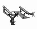 GEMBIRD BIURKOWE REGULOWANE RAMIĘ/UCHWYT NA 2 MONITORY + PÓŁKA NA NOTEBOOKA 17-32, VESA 100X100MM, DO 8 KG GEMBIRD