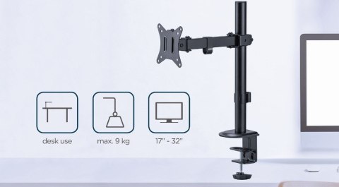 GEMBIRD BIURKOWE REGULOWANE RAMIĘ/UCHWYT NA MONITOR 17-32, VESA 100X100MM, DO 9 KG GEMBIRD GEMBIRD BIURKOWE REGULOWANE RAMIĘ/UCHWYT NA MONITOR 17-32, VESA 100X100MM, DO 9 KG GEMBIRD