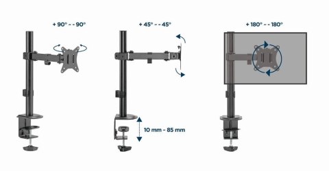 GEMBIRD BIURKOWE REGULOWANE RAMIĘ/UCHWYT NA MONITOR 17-32, VESA 100X100MM, DO 9 KG GEMBIRD GEMBIRD BIURKOWE REGULOWANE RAMIĘ/UCHWYT NA MONITOR 17-32, VESA 100X100MM, DO 9 KG GEMBIRD