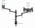 GEMBIRD BIURKOWE REGULOWANE RAMIĘ/UCHWYT NA MONITOR + PODSTAWKA NA NOTEBOOKA 17-32, VESA 100X100MM, DO 8 KG GEMBIRD