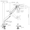 MACLEAN UCHWYT DO MONITORA PODWÓJNE RAMIĘ, ZE SPRĘŻYNĄ GAZOWĄ, 17"-45", 16 KG MC-969 Maclean