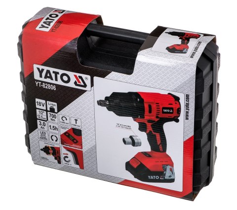 Klucz udarowy bezszczotk. 1/2" 700Nm YATO YT-82806 YATO Klucz udarowy bezszczotk. 1/2" 700Nm YATO YT-82806 YATO
