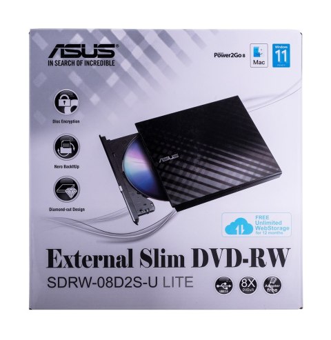 DVD-REC ASUS SDRW-08D2S-U LITE USB SLIM CZARNY BOX ASUS DVD-REC ASUS SDRW-08D2S-U LITE USB SLIM CZARNY BOX ASUS