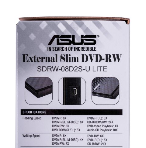 DVD-REC ASUS SDRW-08D2S-U LITE USB SLIM CZARNY BOX ASUS DVD-REC ASUS SDRW-08D2S-U LITE USB SLIM CZARNY BOX ASUS