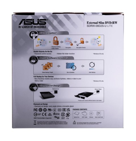 DVD-REC ASUS SDRW-08D2S-U LITE USB SLIM CZARNY BOX ASUS DVD-REC ASUS SDRW-08D2S-U LITE USB SLIM CZARNY BOX ASUS