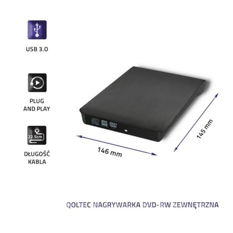 QOLTEC NAGRYWARKA DVD-RW ZEWNĘTRZNA | USB 3.0 | CZARNA Qoltec QOLTEC NAGRYWARKA DVD-RW ZEWNĘTRZNA | USB 3.0 | CZARNA Qoltec