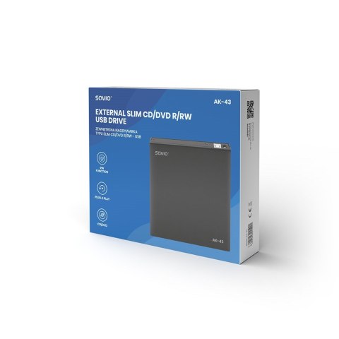 SAVIO NAGRYWARKA ZEWNĘTRZNA TYPU SLIM CD/DVD R/RW - USB 2.0 AK-43 SAVIO SAVIO NAGRYWARKA ZEWNĘTRZNA TYPU SLIM CD/DVD R/RW - USB 2.0 AK-43 SAVIO