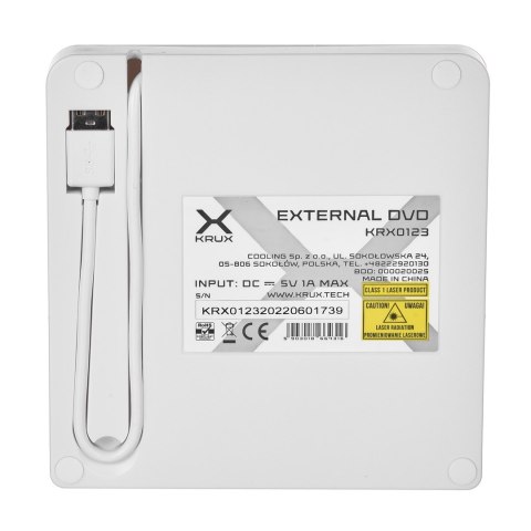 Zewnętrzny napęd optyczny DVD KRUX BIAŁY KRUX Zewnętrzny napęd optyczny DVD KRUX BIAŁY KRUX