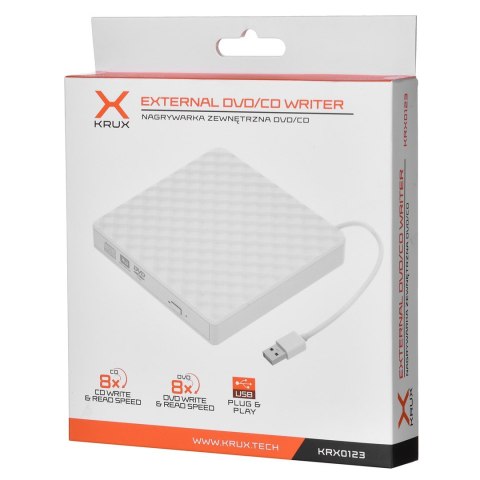 Zewnętrzny napęd optyczny DVD KRUX BIAŁY KRUX Zewnętrzny napęd optyczny DVD KRUX BIAŁY KRUX