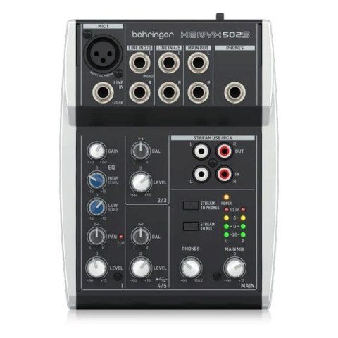 Behringer 502S - 5-kanałowy kompaktowy mikser analogowy z interfejsem USB zaprojektowany specjalnie do obsługi podcastów, stream Behringer Behringer 502S - 5-kanałowy kompaktowy mikser analogowy z interfejsem USB zaprojektowany specjalnie do obsługi podcastów, stream Behringer