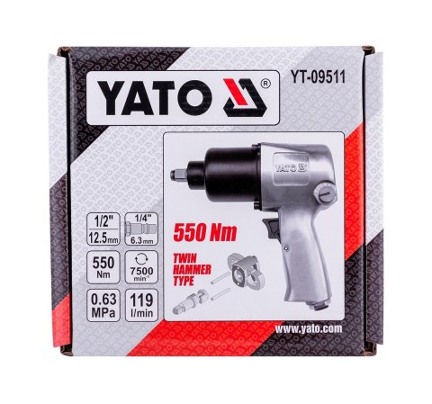 Klucz pneumatyczny 1/2" 550 Nm YT-09511 Yato YATO Klucz pneumatyczny 1/2" 550 Nm YT-09511 Yato YATO