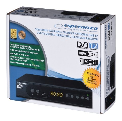 ESPERANZA TUNER DVB-T2 H.265/HEVC EV106P Esperanza ESPERANZA TUNER DVB-T2 H.265/HEVC EV106P Esperanza