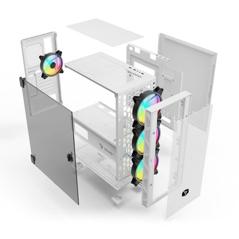 SAVIO OBUDOWA PC ARGB MESH/GLASS RAPTOR WHITE X1 SAVIO SAVIO OBUDOWA PC ARGB MESH/GLASS RAPTOR WHITE X1 SAVIO