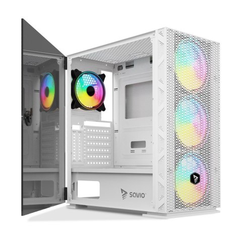 SAVIO OBUDOWA PC ARGB MESH/GLASS RAPTOR WHITE X1 SAVIO SAVIO OBUDOWA PC ARGB MESH/GLASS RAPTOR WHITE X1 SAVIO