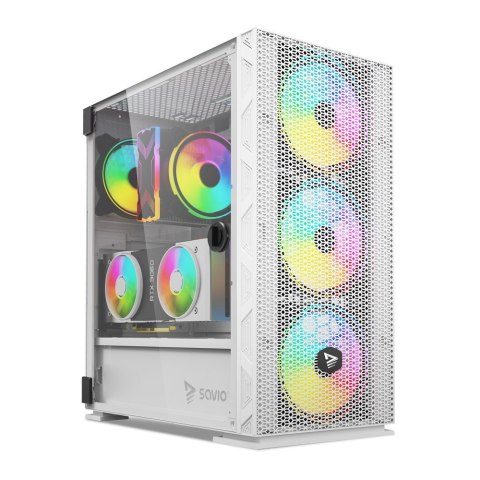 SAVIO OBUDOWA PC ARGB MESH/GLASS RAPTOR WHITE X1 SAVIO SAVIO OBUDOWA PC ARGB MESH/GLASS RAPTOR WHITE X1 SAVIO