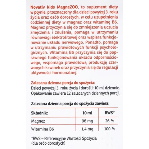 Novativ Kids Magnezoo płyn pomarańczowy 120ml MEDICINAE Novativ Kids Magnezoo płyn pomarańczowy 120ml MEDICINAE