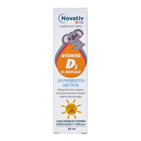 Novativ Kids Witamina D3 w kroplach 20ml MEDICINAE Novativ Kids Witamina D3 w kroplach 20ml MEDICINAE
