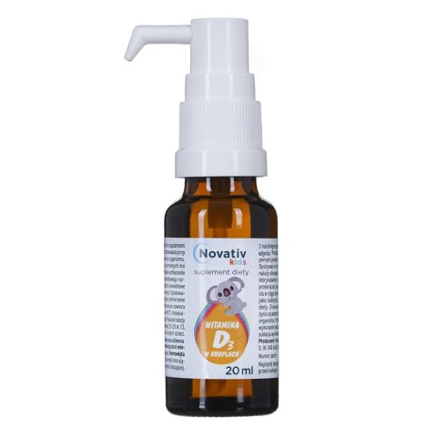 Novativ Kids Witamina D3 w kroplach 20ml MEDICINAE Novativ Kids Witamina D3 w kroplach 20ml MEDICINAE