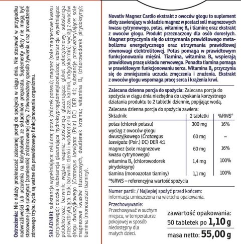 Novativ Magnez Cardio 50tabl. powlekanych MEDICINAE Novativ Magnez Cardio 50tabl. powlekanych MEDICINAE