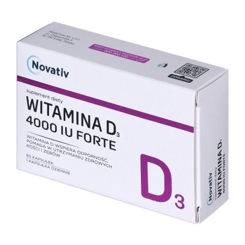 Novativ Witamina D3 Forte 4000 IU Forte 60 kaps. MEDICINAE Novativ Witamina D3 Forte 4000 IU Forte 60 kaps. MEDICINAE