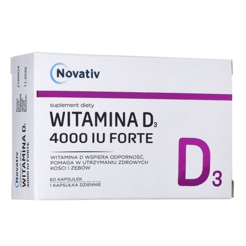 Novativ Witamina D3 Forte 4000 IU Forte 60 kaps. MEDICINAE Novativ Witamina D3 Forte 4000 IU Forte 60 kaps. MEDICINAE