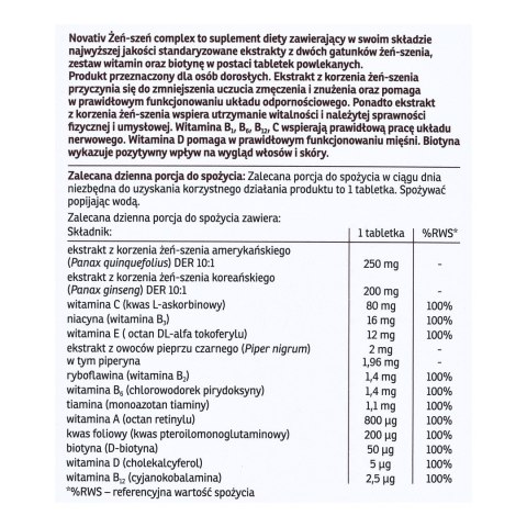 Novativ Żeń-szeń Complex 60tabl. MEDICINAE Novativ Żeń-szeń Complex 60tabl. MEDICINAE
