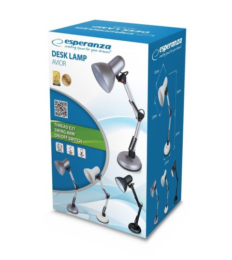 ESPERANZA LAMPKA BIURKOWA E27 AVIOR BIAŁA ELD112W ESPERANZA LAMPKA BIURKOWA E27 AVIOR BIAŁA ELD112W