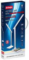 Nowoczesna lampka na biurko LED Activejet PULSAR 2 biała z funkcją szybkiego ładowana bezprzewodowego urządzeń Activejet