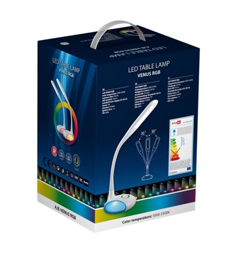Nowoczesna lampka na biurko wielokolorowa RGB LED Activejet VENUS RGB biała z funkcją oświetlenia nocnego Activejet Nowoczesna lampka na biurko wielokolorowa RGB LED Activejet VENUS RGB biała z funkcją oświetlenia nocnego Activejet