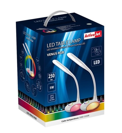 Nowoczesna lampka na biurko wielokolorowa RGB LED Activejet VENUS RGB biała z funkcją oświetlenia nocnego Activejet Nowoczesna lampka na biurko wielokolorowa RGB LED Activejet VENUS RGB biała z funkcją oświetlenia nocnego Activejet