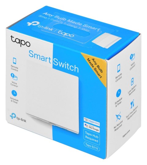 TP-Link Tapo S210 WYŁĄCZNIK światła Smart Wifi (jednobiegunowy, pojedynczy, biały) TP-LINK TP-Link Tapo S210 WYŁĄCZNIK światła Smart Wifi (jednobiegunowy, pojedynczy, biały) TP-LINK
