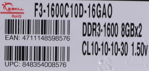 G.SKILL ARES DDR3 2X8GB 1600MHZ CL10 XMP LOW PROFILE F3-1600C10D-16GAO G.SKILL G.SKILL ARES DDR3 2X8GB 1600MHZ CL10 XMP LOW PROFILE F3-1600C10D-16GAO G.SKILL