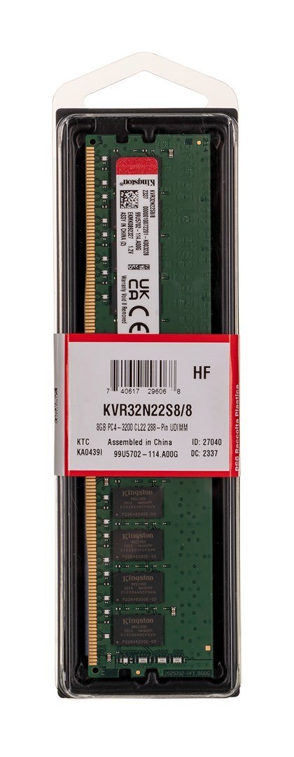 KINGSTON DDR4 8GB 3200MT/s CL22 DIMM Kingston KINGSTON DDR4 8GB 3200MT/s CL22 DIMM Kingston