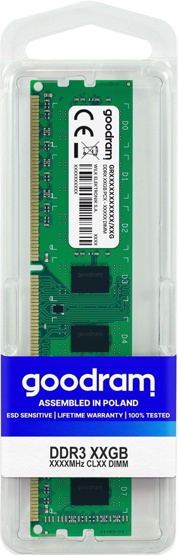 Pamięć GoodRam PC1600 GR1600D364L11/8G (DDR3 DIMM; 1 x 8 GB; 1600 MHz; CL11) GoodRam Pamięć GoodRam PC1600 GR1600D364L11/8G (DDR3 DIMM; 1 x 8 GB; 1600 MHz; CL11) GoodRam