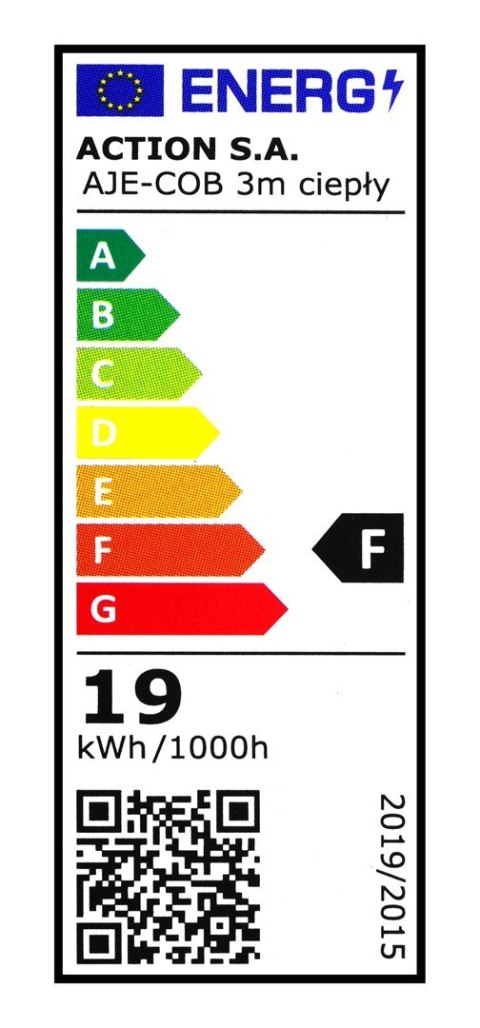 Taśma LED COB 3m z zasilaczem barwa ciepła IP20 Activejet Taśma LED COB 3m z zasilaczem barwa ciepła IP20 Activejet